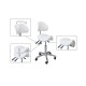 Tabouret pneumatique ''Selle'' avec dossier - 8 Ajustements ''Blanc''