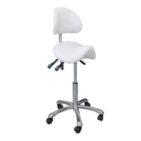 Tabouret pneumatique ''Selle'' avec dossier - 8 Ajustements ''Blanc''