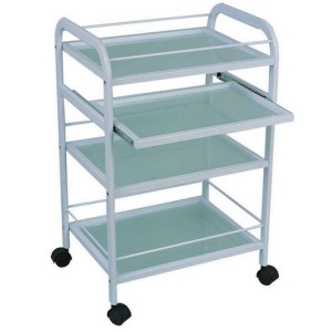 Table de service 4 tablettes (1 coulissante) en verre