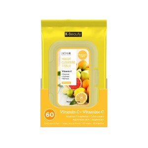 Lingettes Démaquillantes à la Vitamine C de Nicka K - Pqt/60